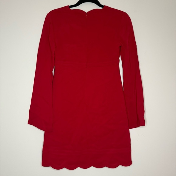 A.L.C. Eve Scalloped Edge Valentine’s Day Romantic Red Bell Sleeve Mini Dress - Picture 8 of 12